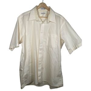 Christian Dior vintage Men's Cream Short Sleeve Shirt size 17 SS